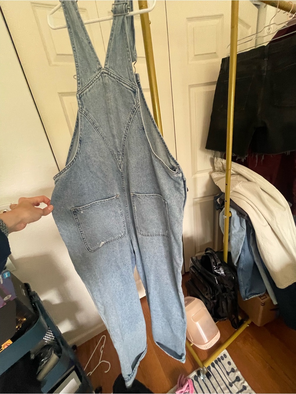 pistola Light Blue Denim Bib Overalls with Contrast Stitching